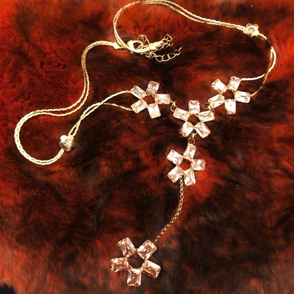 Sexy deep V crystal necklace